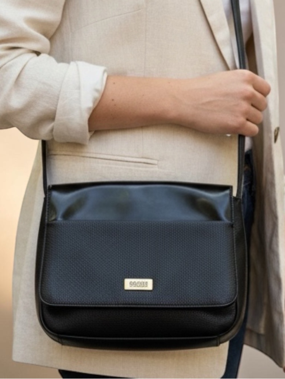 Crazy Horse Vegan Leather and Vinyl Crossbody Bag